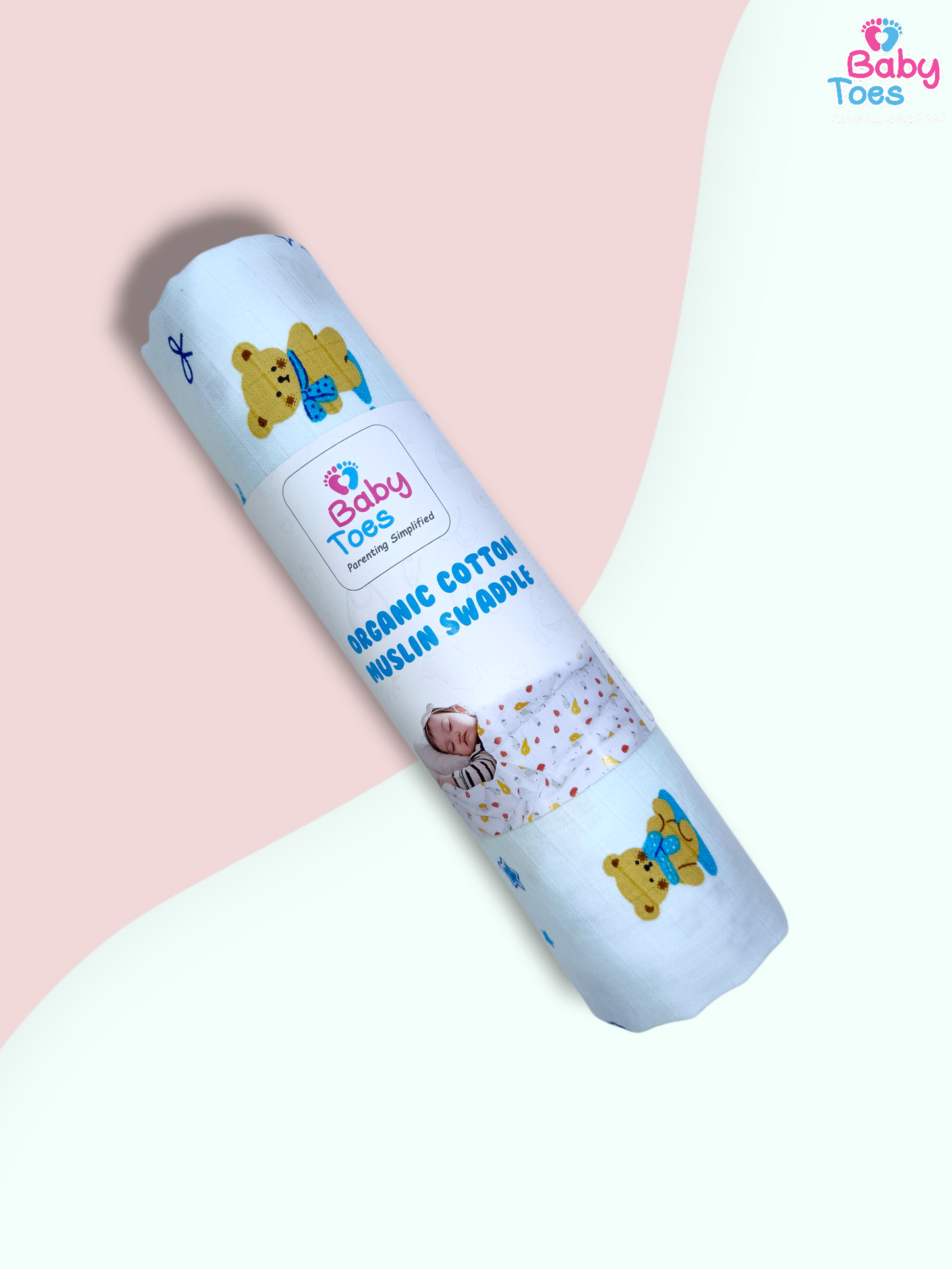 Muslin Swaddle pack of 2 Blue/Pink 110*110 CM