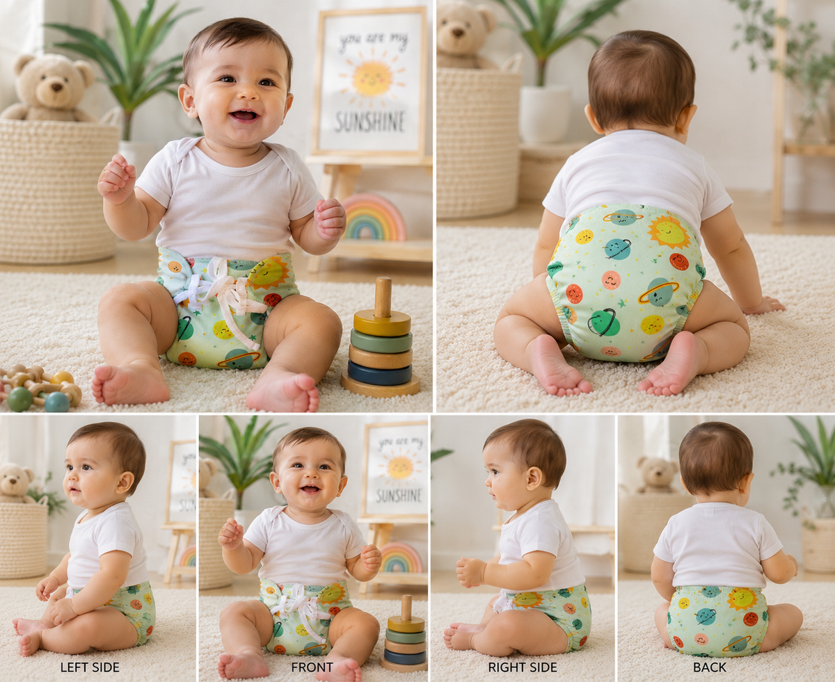 Baby Cloth Diaper Soft Cotton Dry Feel Langot Adjustable upto 0 to 6 Months with