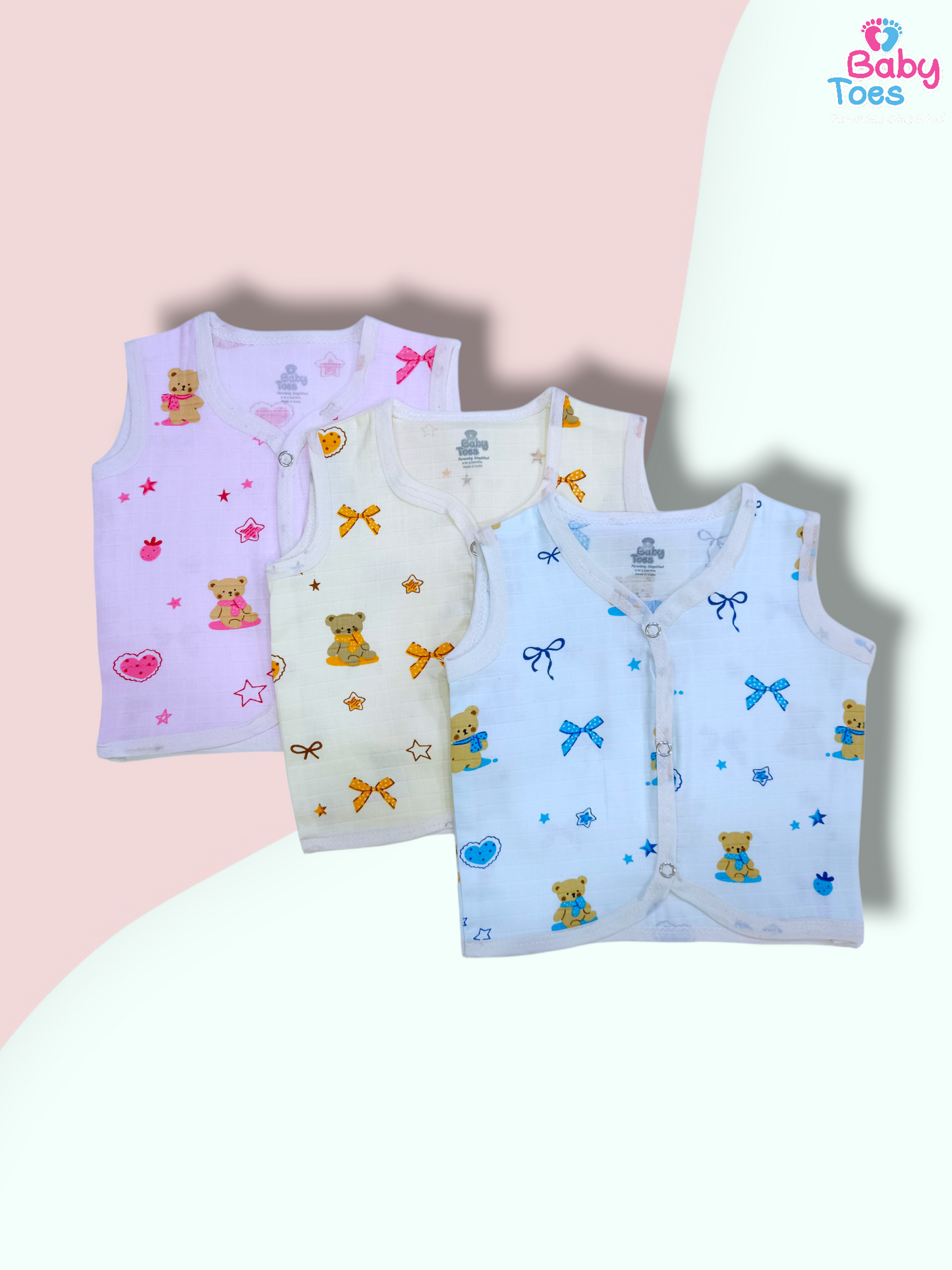 Muslin Front Open Jhablas & Nappies 3 Sets.