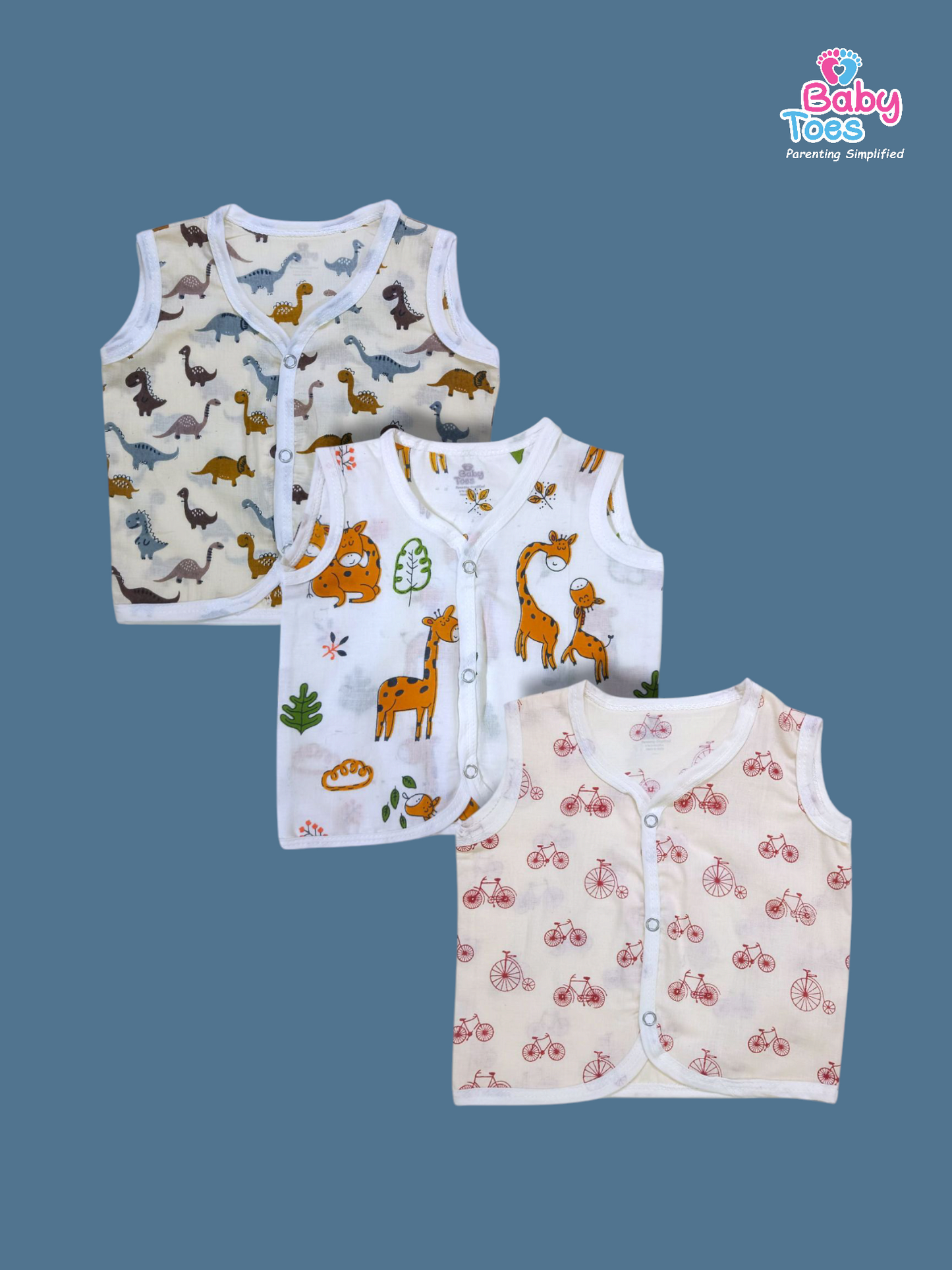 Cotton Sleeveless Jhablas set of 3