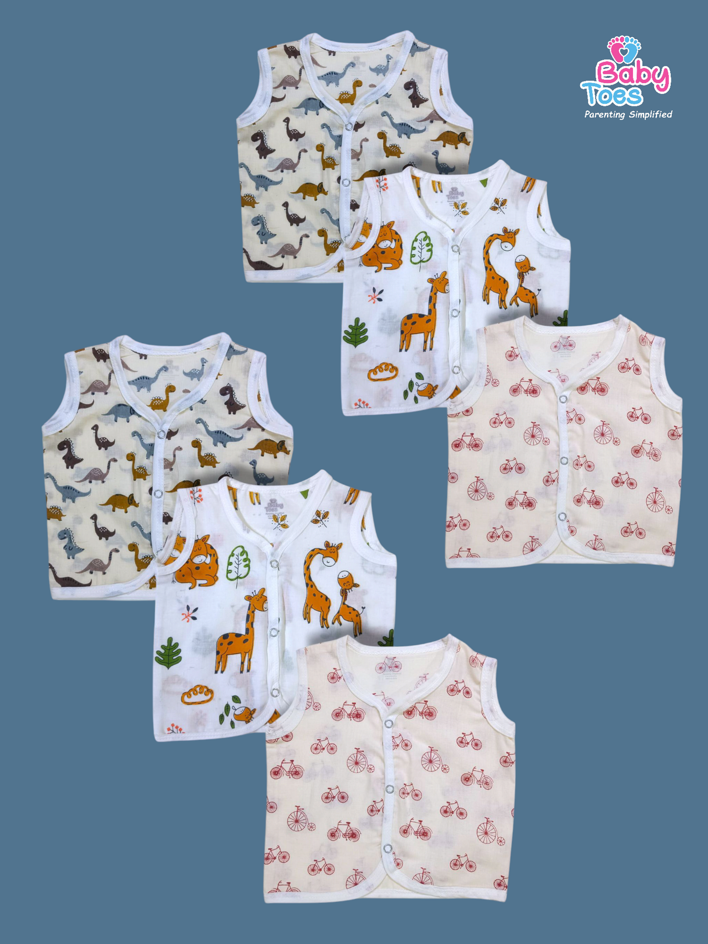 Cotton Sleeveless Jhablas set of 3