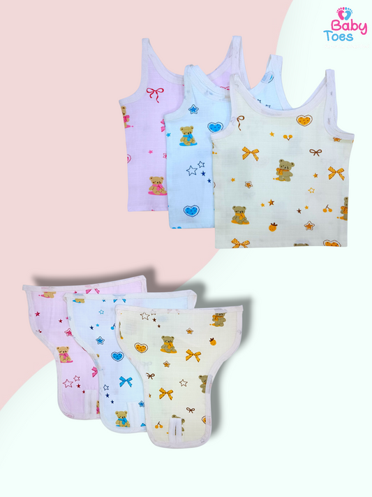 Muslin Knot Jhabla & Nappies 3 Sets