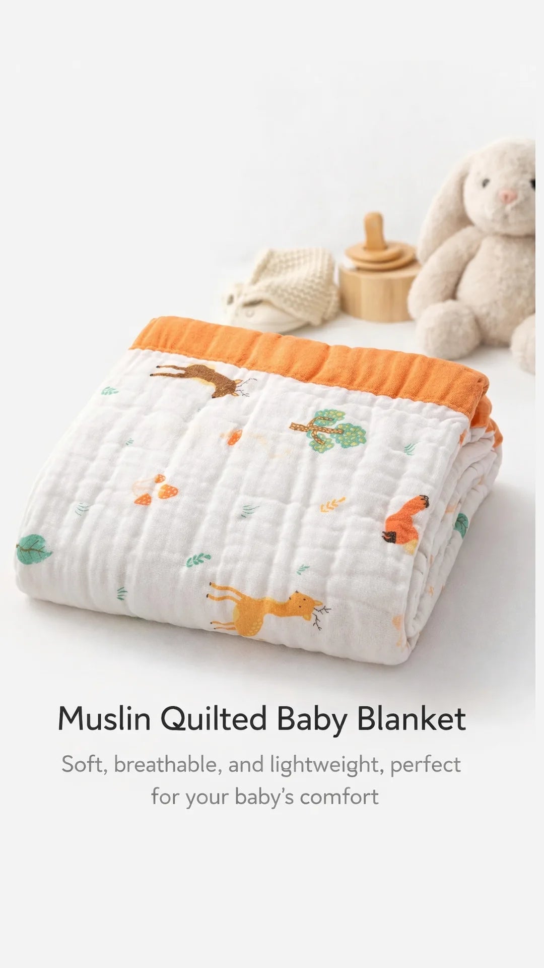 6 Layers Organic crinkle Muslin Blanket