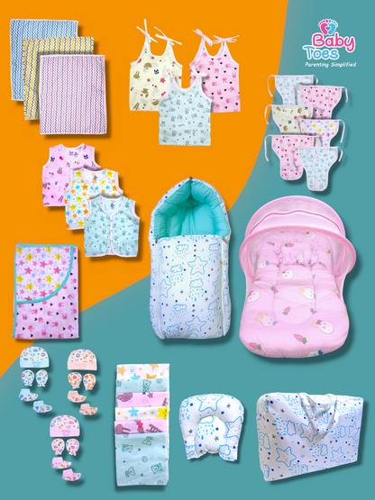 36 Items Maternity Combo with Net Bed Suitable for all Seasons