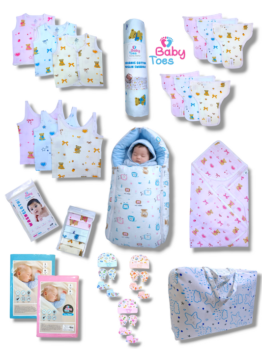 33 Pc Organic Cotton Muslin Hospital Bag / Maternity Combo