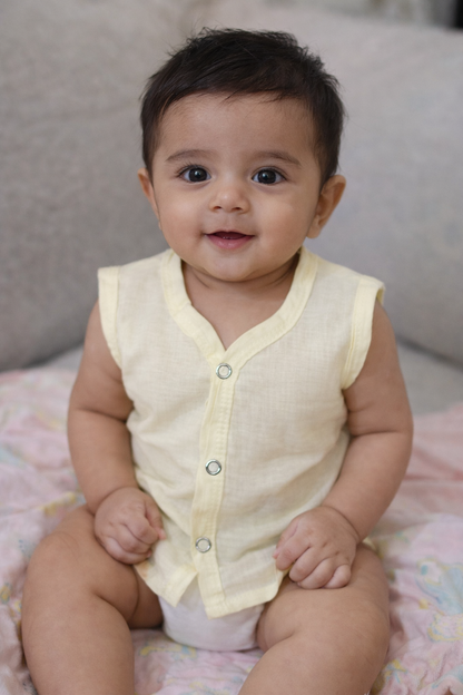 Cotton Sleeveless Jhablas (Bandi)  / Solid Colours / 0 to 3 Months / Suitable for Summers/  Set of 5
