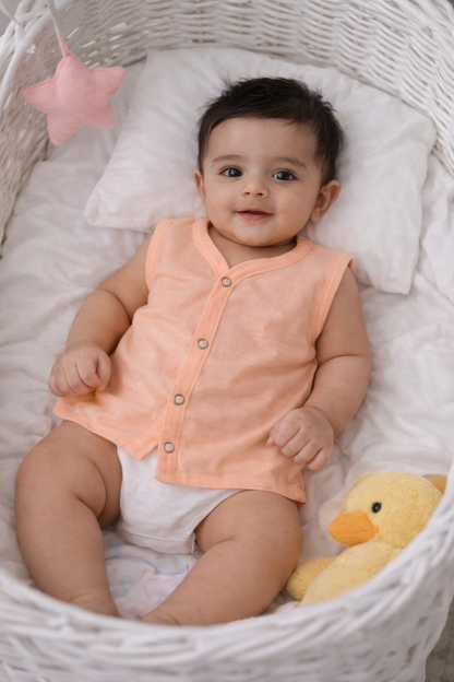 Cotton Sleeveless Jhablas (Bandi)  / Solid Colours / 0 to 3 Months / Suitable for Summers/  Set of 5