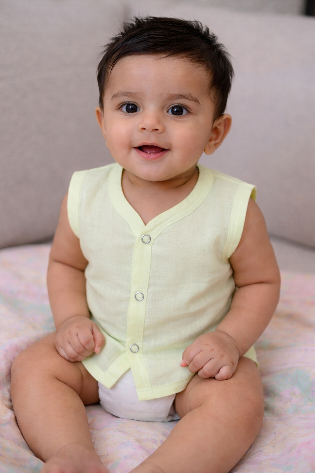 Cotton Sleeveless Jhablas (Bandi)  / Solid Colours / 0 to 3 Months / Suitable for Summers/  Set of 5