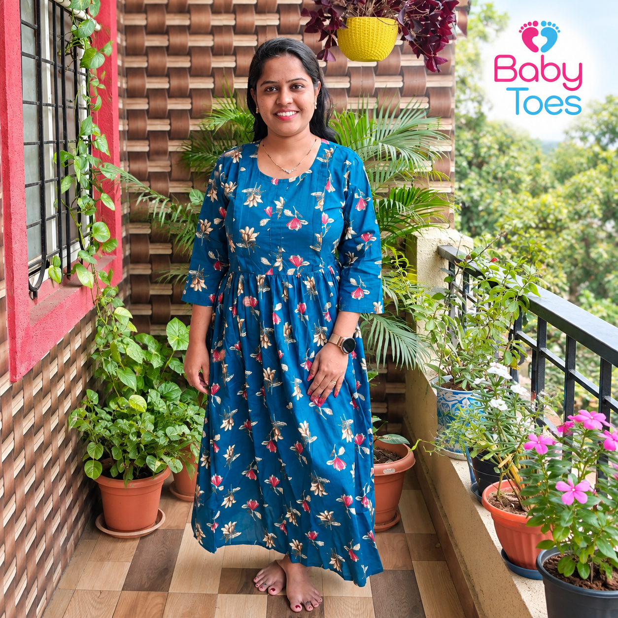 Feeding Kurti M to 2 XL Pure Cotton Blue 1