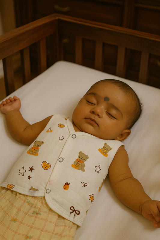 Muslin Sleeveless Jhablas set of 3 age - 0 to 3 months