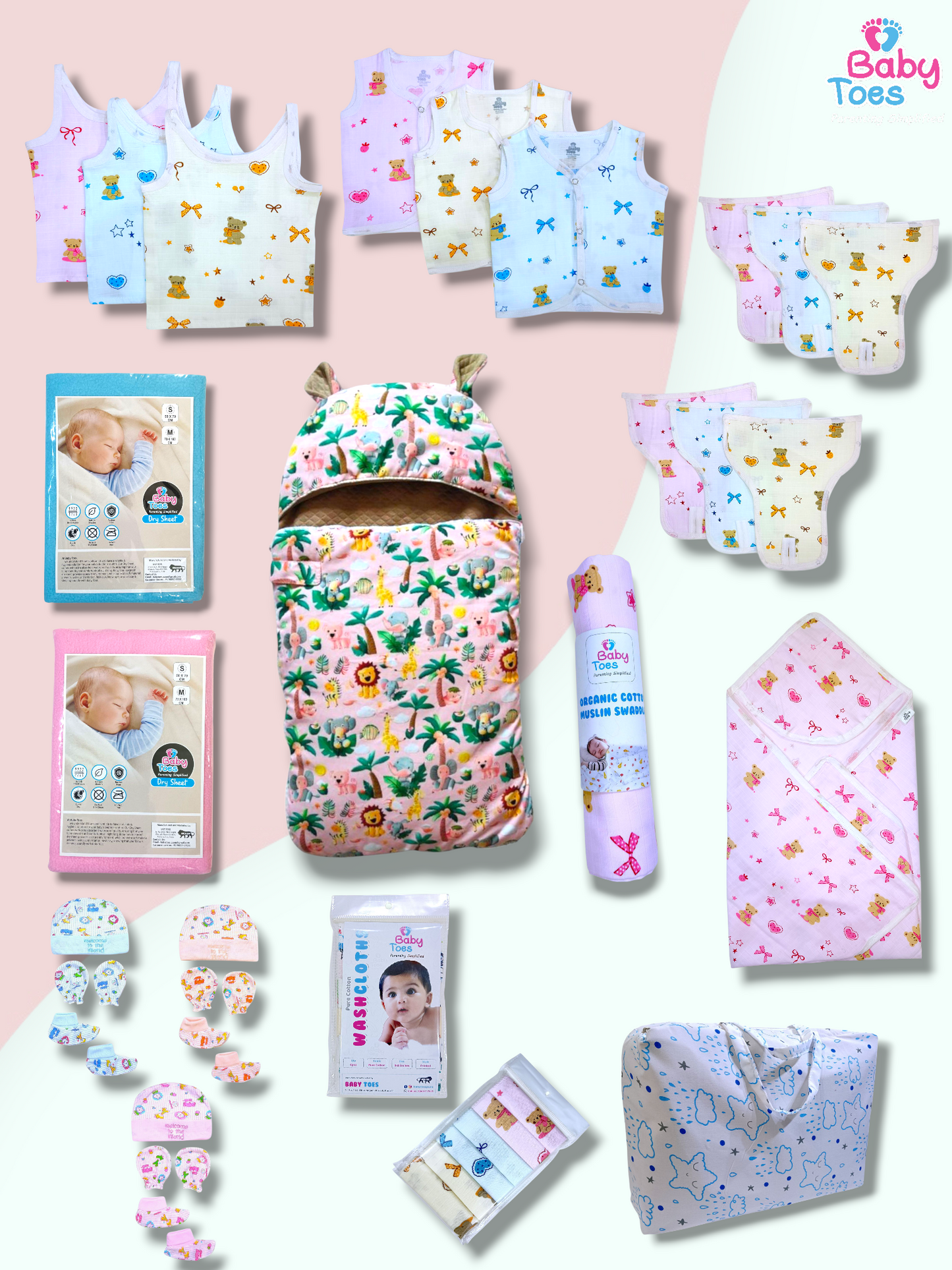 33 Pc Organic Cotton Muslin Hospital Bag / Maternity Combo