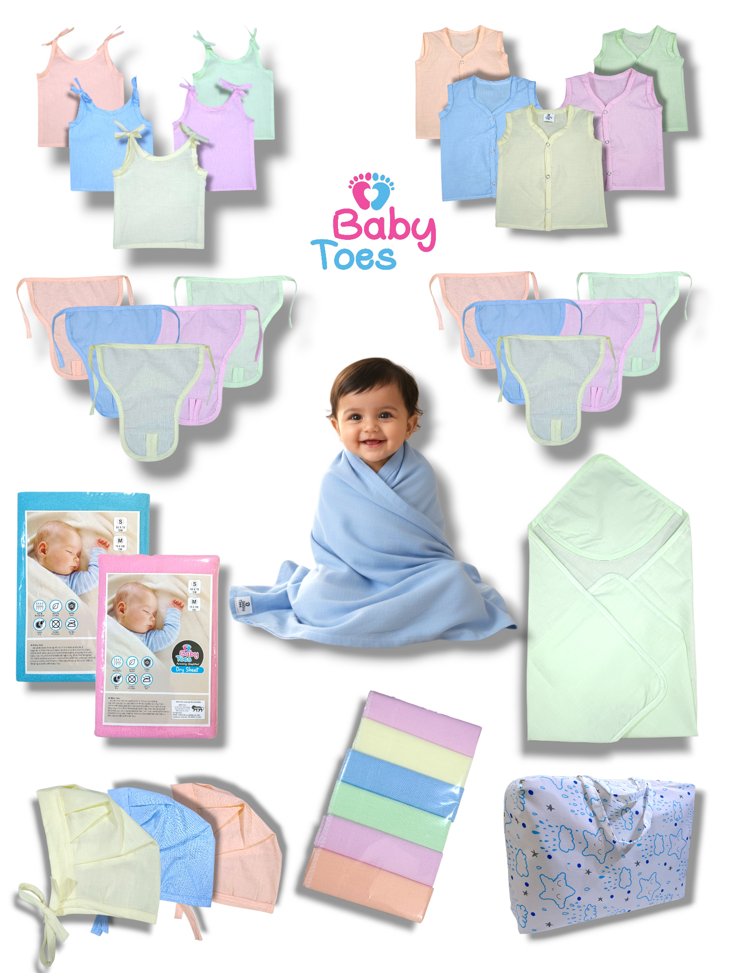 34 Pc Cambric Cotton Hospital Bag / Pure Cotton For Summer