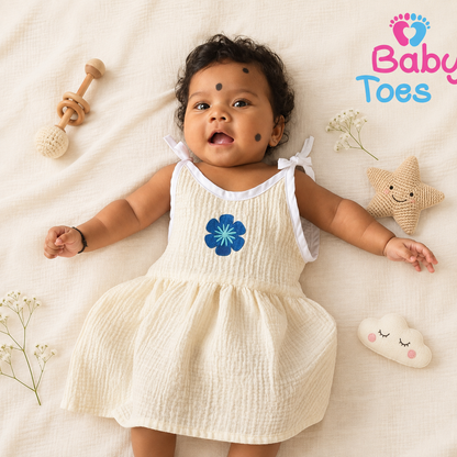 Crinkled Muslin Frocks sizes - 0 to 12 months.