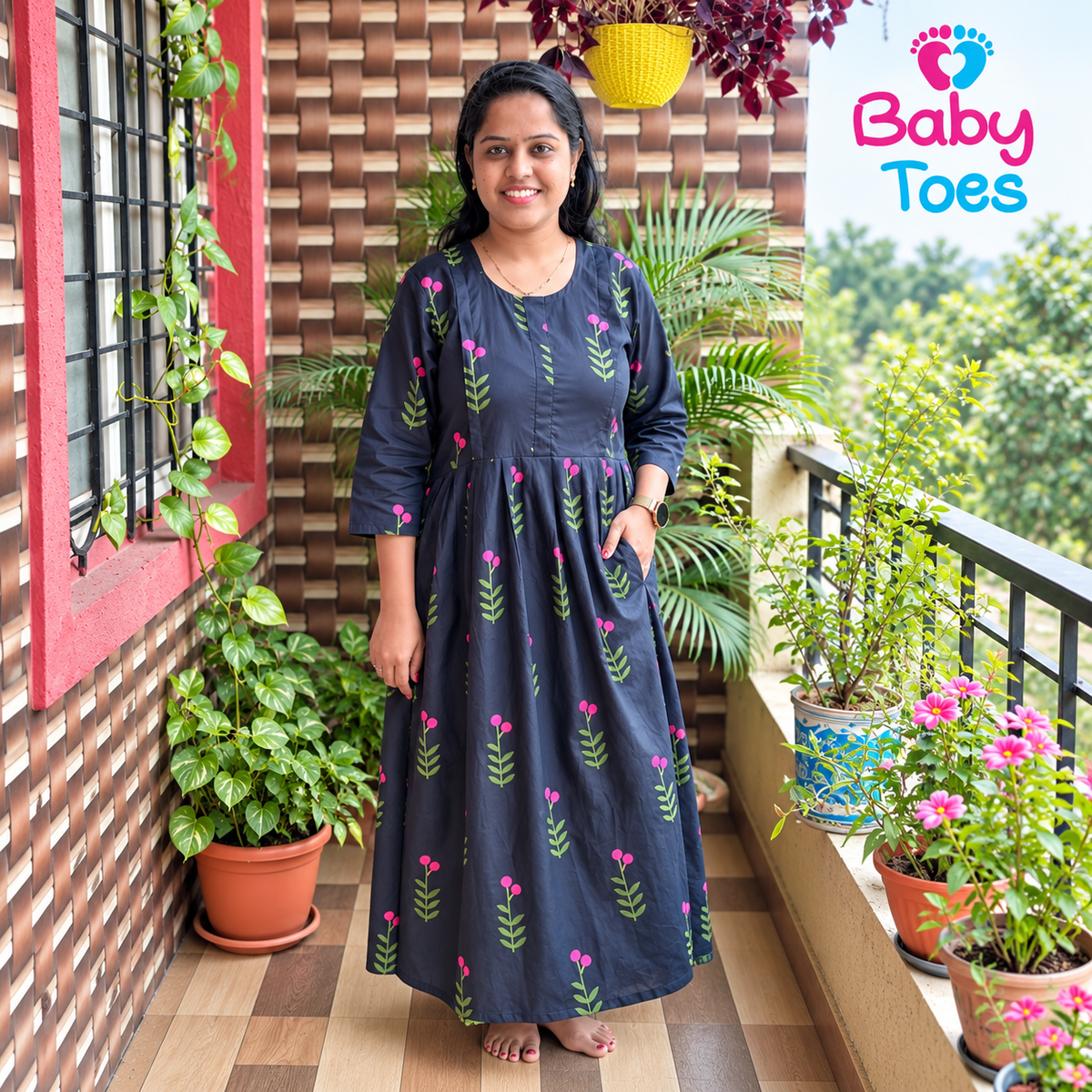 Feeding Kurti L to 2 XL Pure Cotton Black