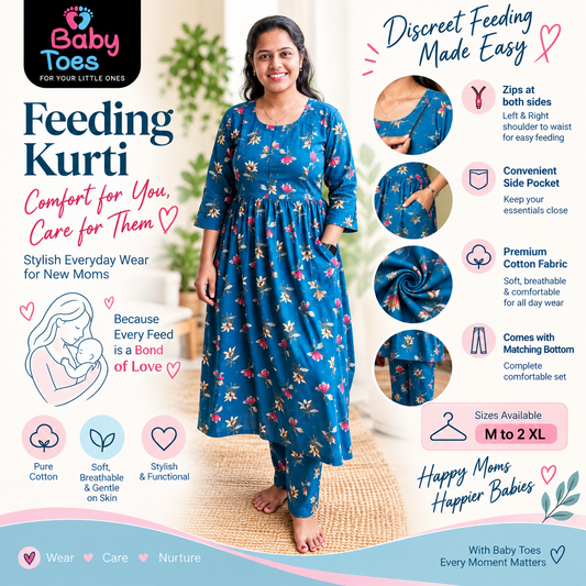 Cotton Feeding Kurti Set vertical Zips both Size M to XXL