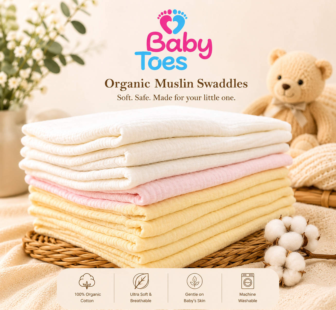 Crinkled Muslin Swaddle 110x110 CM